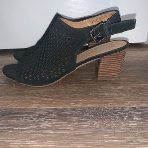 Franco Sarto sling back open toe faux suede sandal